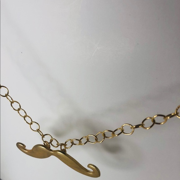16kt Gold Moustache Necklace - Picture 3 of 4